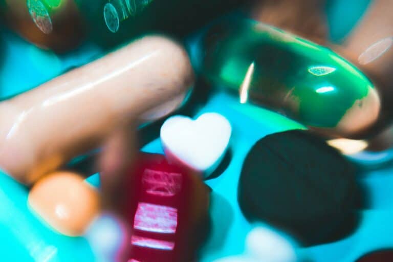 a close up of pills and pills bottles