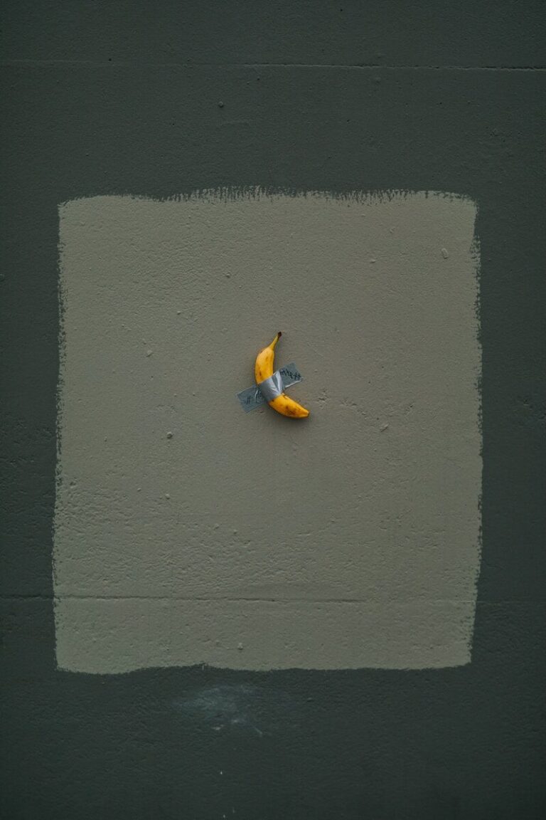 yellow banana fruit with tape
