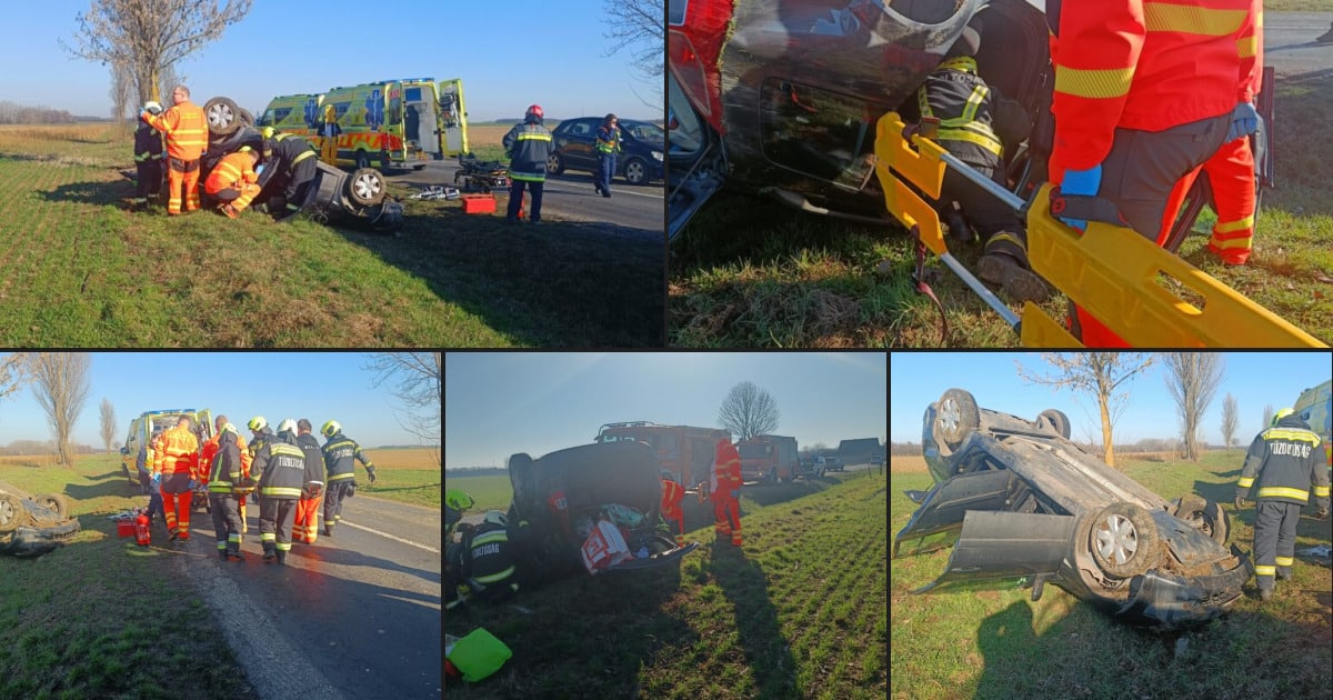 Felborult egy autó Jutánál