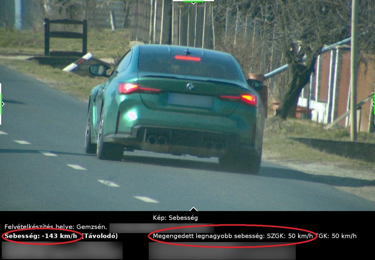 Gyorshajtóról készült kamerafelvétel