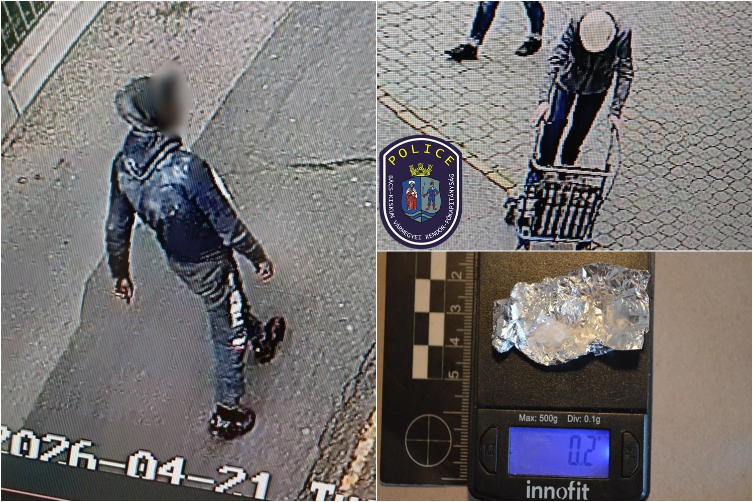 a támadó, a sértett, és a lefoglalt kábítószer