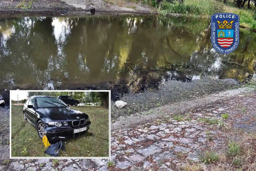 A Rábca folyóba hajtott egy autós Győrben, pozitív lett a drogtesztje