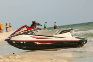white and black personal water craft