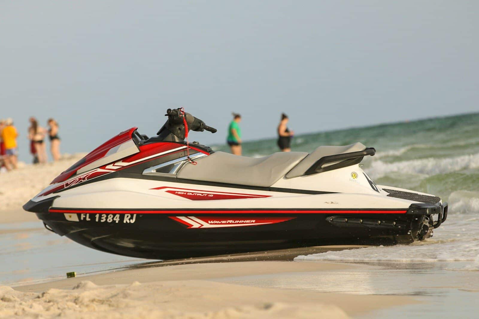 white and black personal water craft