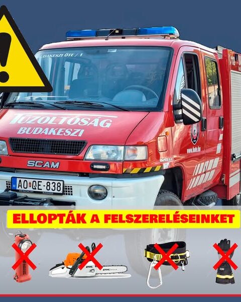 Életmentő eszközöket loptak el egy bevetésre kész tűzoltóautóból Budakeszin