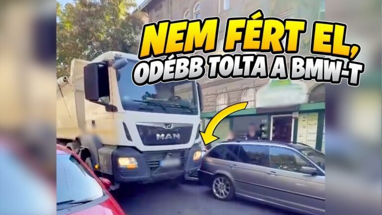 Nem fért el a parkoló kocsik mellett, ezért inkább végigtarolta őket egy teherautó Zuglóban