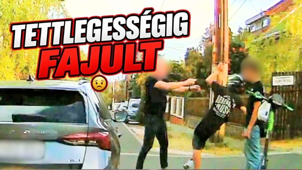 Megragadta a fiatal rolleres nyakát a dühös Skodás egy elsőbbségi vita közben